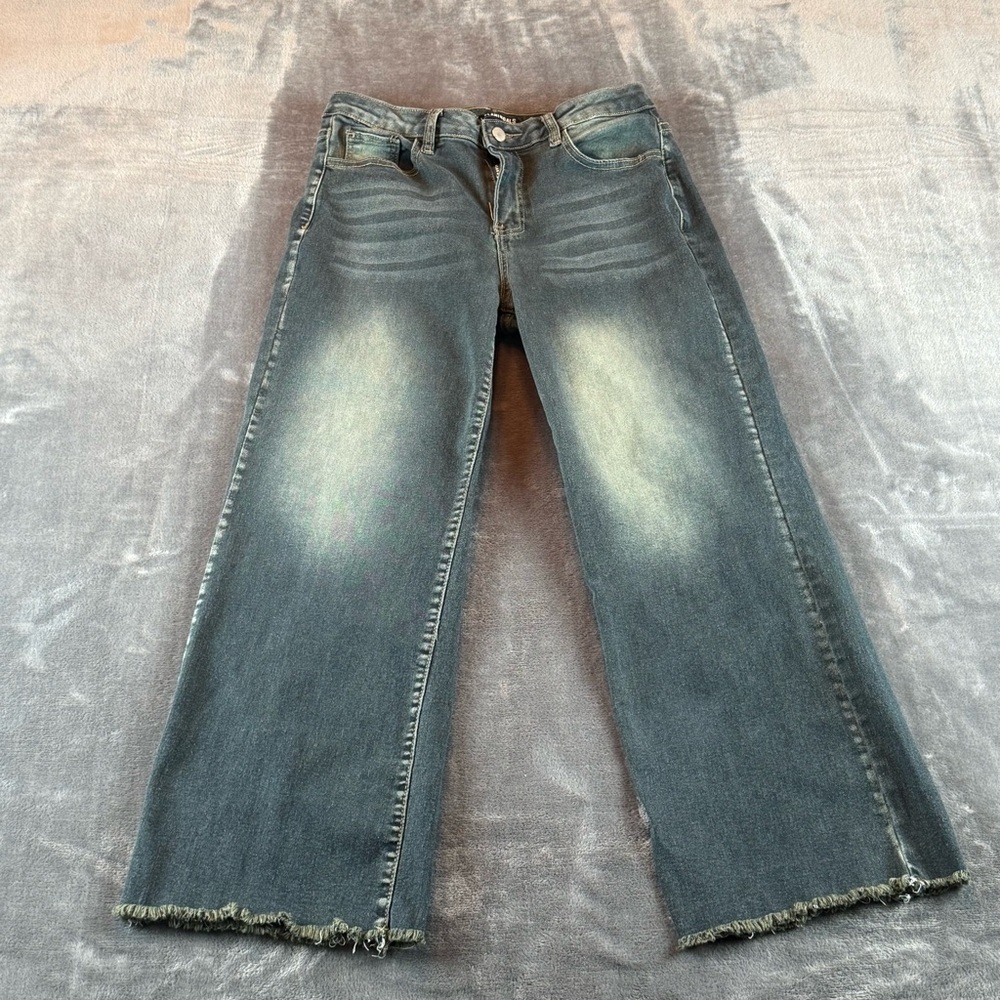 Flamingals Flamingo Women's Jeans Size M Wide Leg Raw Hem